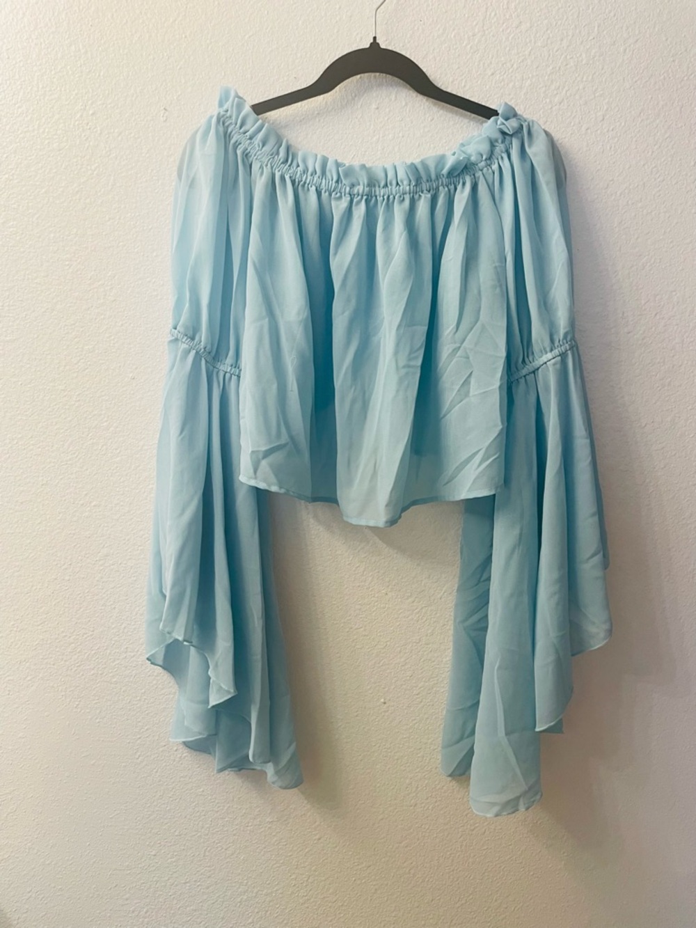 Light Blue Off-Shoulder Flowy Top